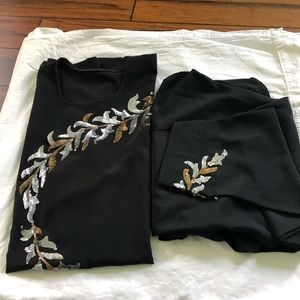 Beautiful black silk Indian/Pakistani Tunic suit